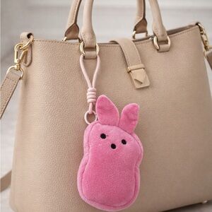 Cute Pink Peep Bunny Bag Charm Mini Coin Purse Keychain 5.5” Plush - NEW